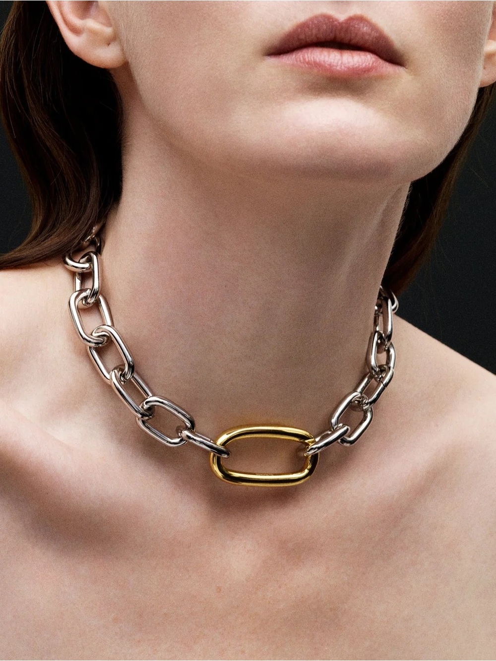 Machete Interchangeable Oval Link Necklace in Silver NEW NEVER WORN
